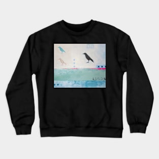 Picture of an original painting, crow light blue Crewneck Sweatshirt